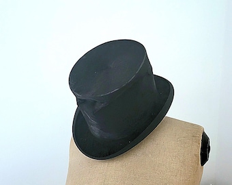 Antik fransk bäverhatt svart opera teater Gibus steampunk hög hatt viktoriansk herr Stovepipe hög hatt man accessoarer gotisk dudehatt