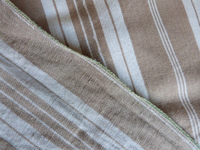 Vintage linen mattress ticking French ticking stripe fabric | Etsy