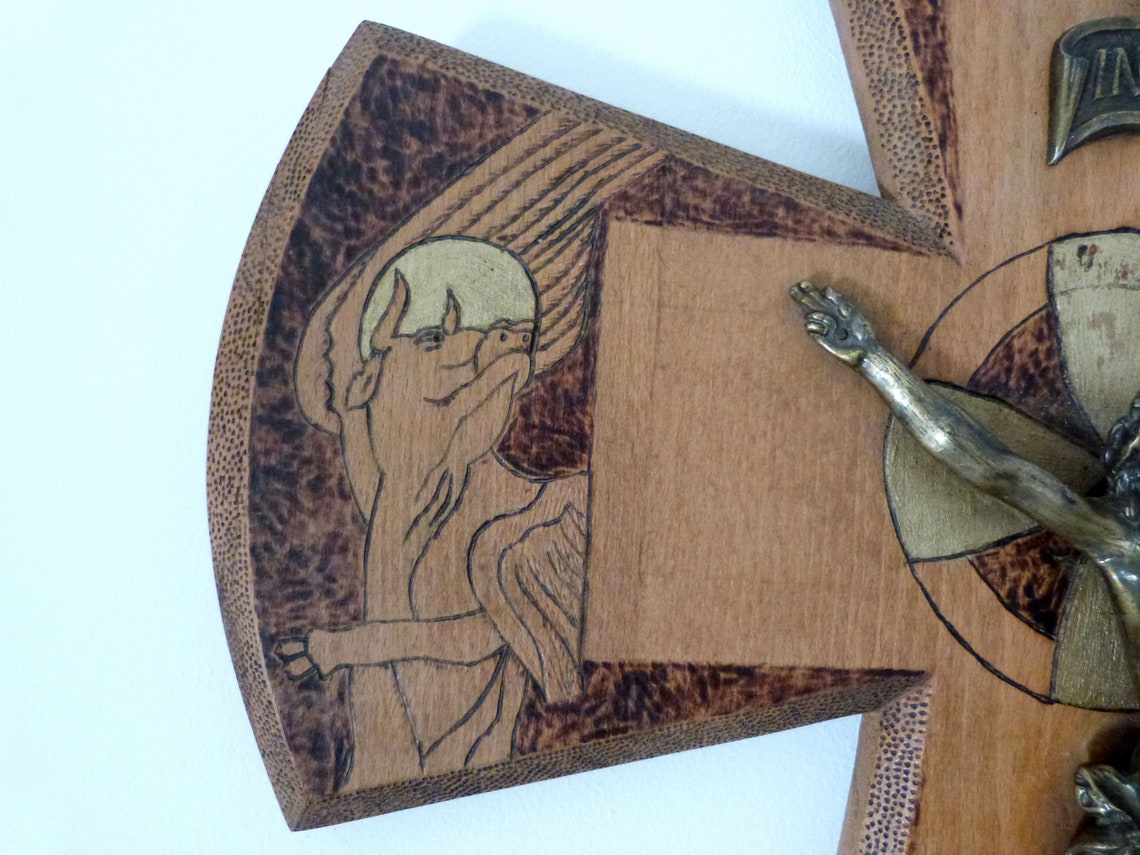 Antique French 1900s Religious Pirografia Pyrography Wooden | Etsy