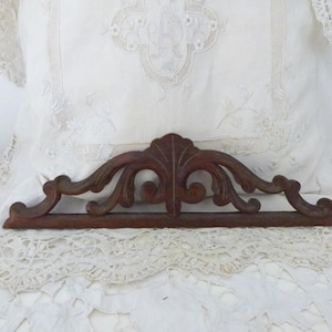 French antique door pediment handcarved wooden architectural salvaged wall hanging canopy fronton w acanthus leaves architecture home decor