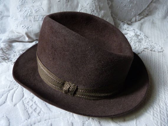 Antique Brown French Borsalino Hat Felt 