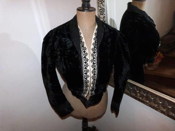 Victorian black silk velvet bolero jacket Antique