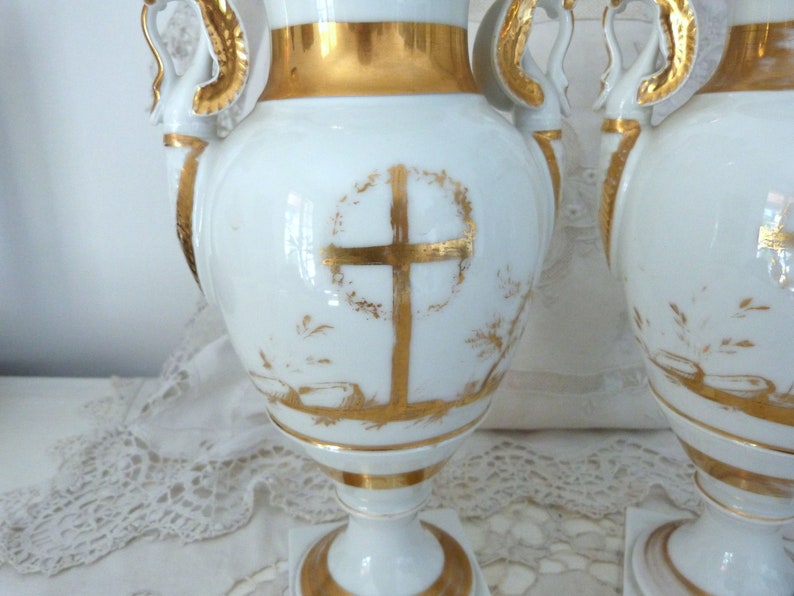 Pair Antique French Religious Church Altar Vases 1800s Old Etsy