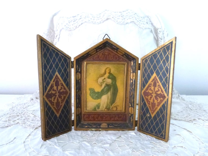 Antique Florentine Italian Triptych Immaculated Conception Madonna ...