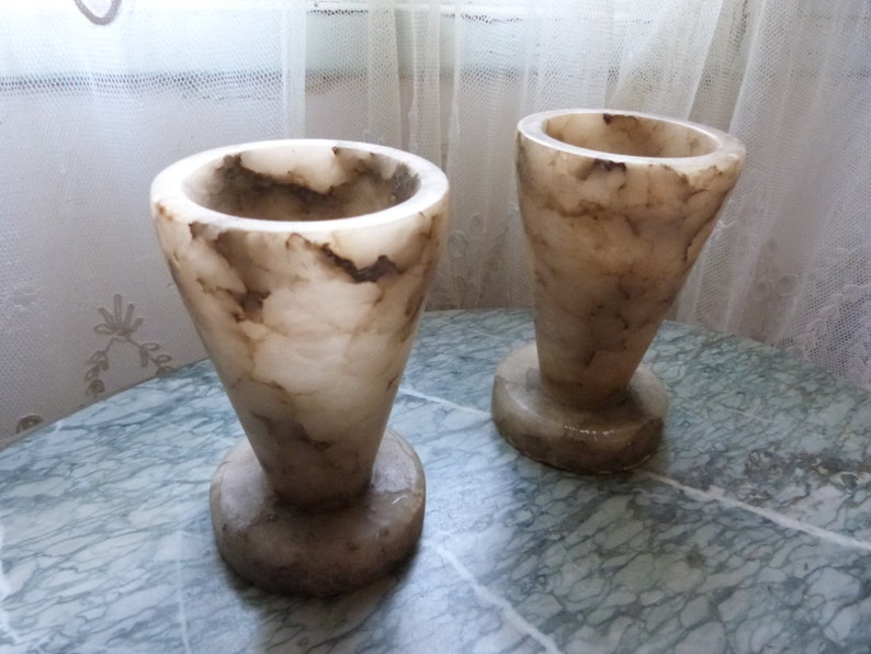 Pair antique French vases Artdeco alabaster vases art deco | Etsy