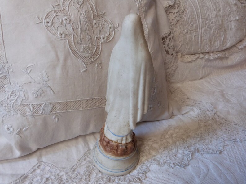 Antique French Holy Virgin Mary of Lourdes Signed Bisque Religious ...
