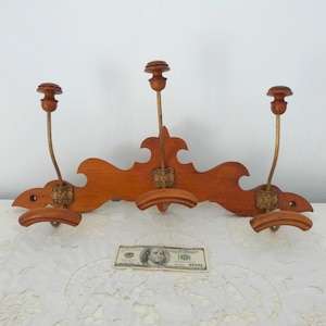 RARE French antique coat rack peg hook hat rack carved wooden wall rustic coat hanger w knobs, hat hooks, wood hat hanger French home decor