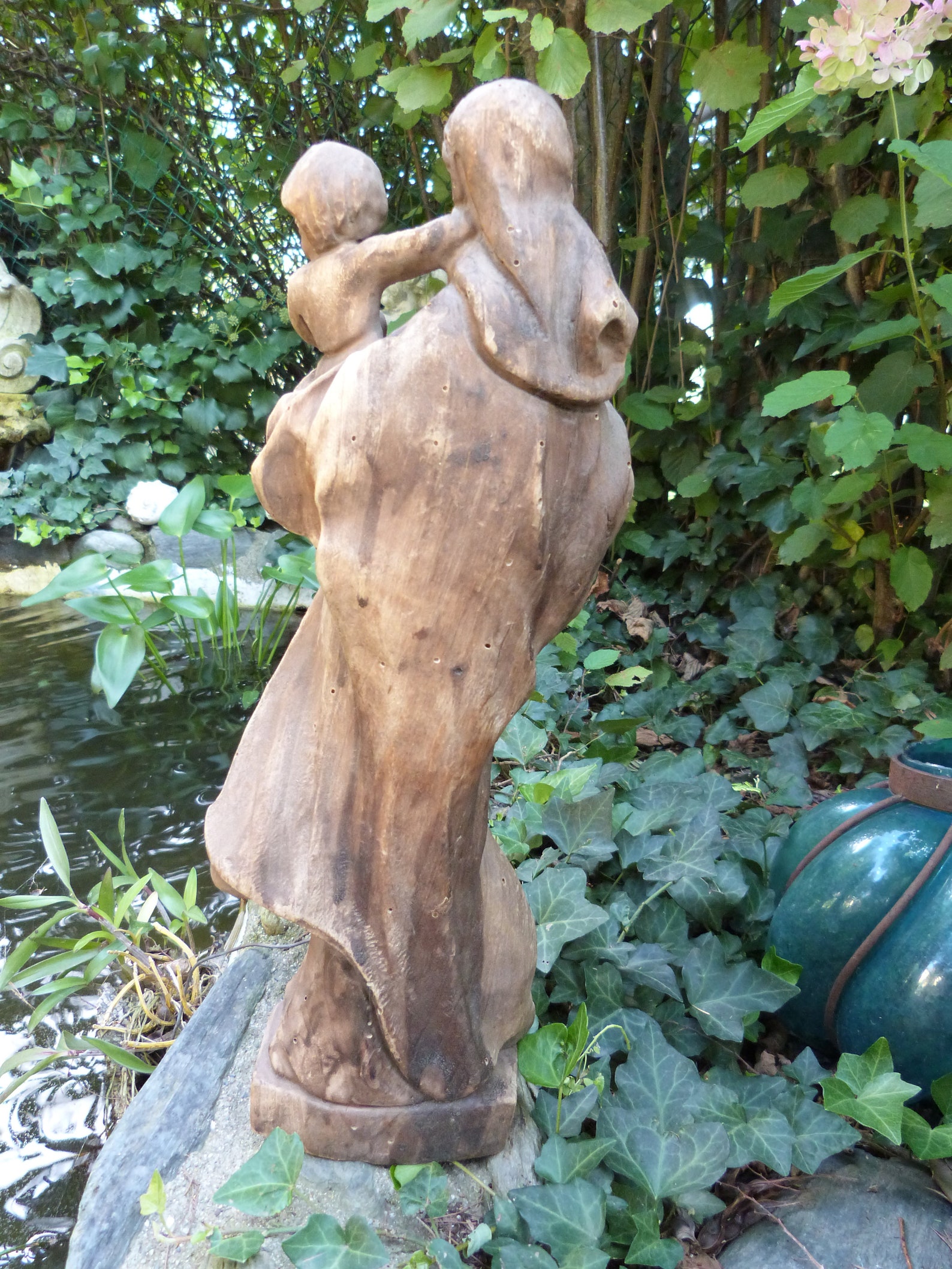 Holy Virgin Mary Statue Hand Carved Wooden Madonna With Child Jesus ...