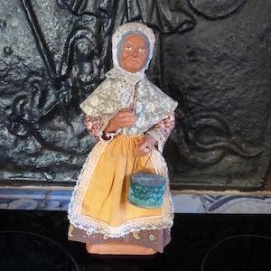 1900s French Provencial vintage santon figurine doll Christmas nativity creche handmade clay santon statue TALL Christmas holiday home decor