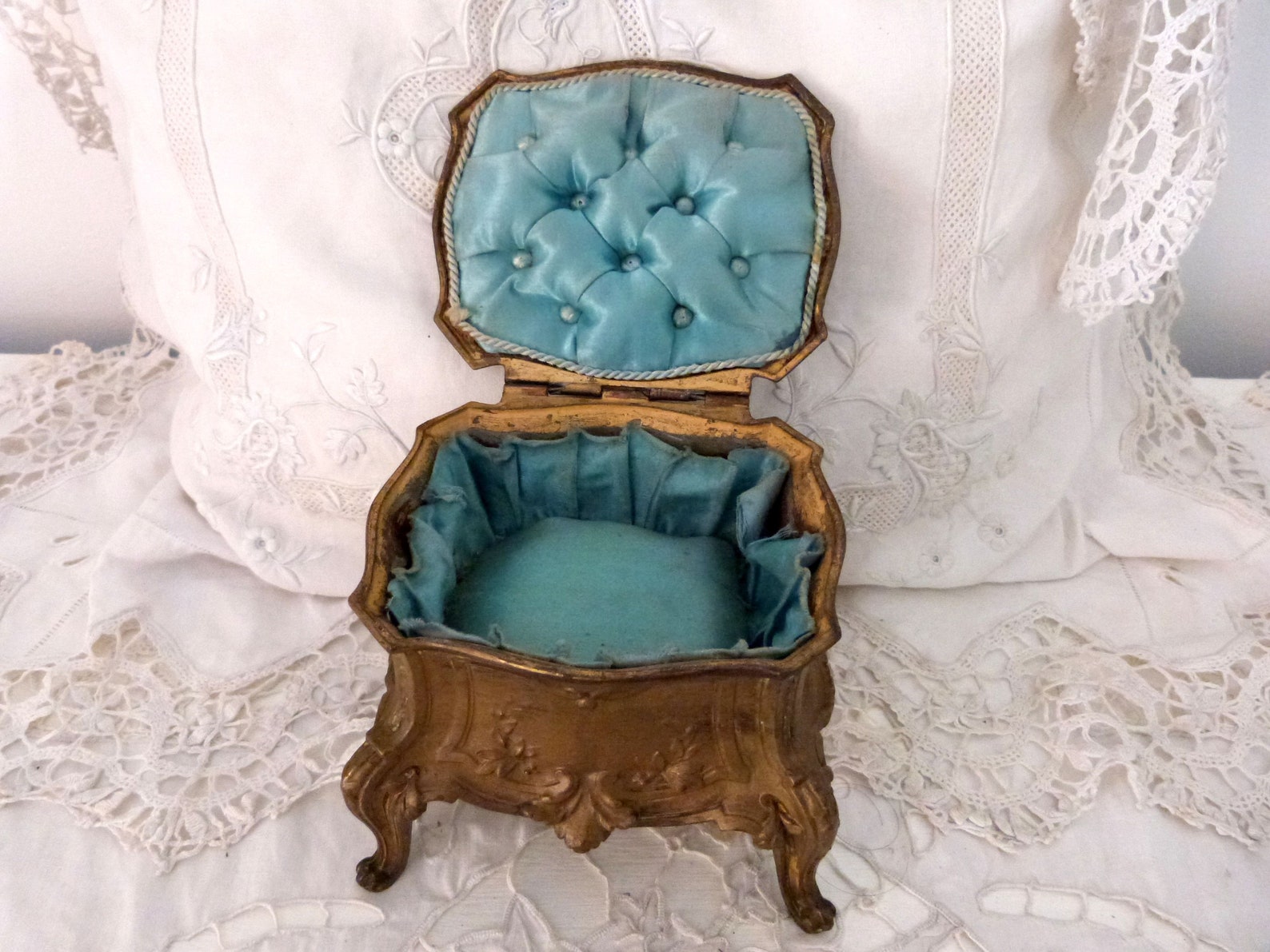 Antique French Box Floral Spelter Antique Jewelry Trinket Box Etsy