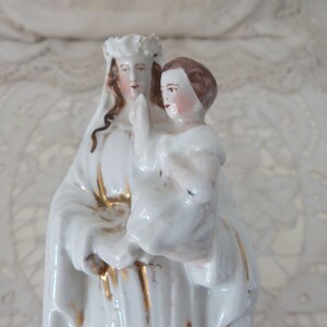Madonna With Child Jesus Holy Virgin Mary Gilded Porcelain Statue ...