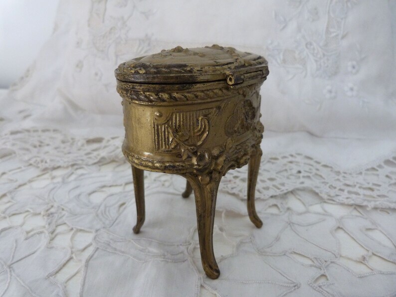Antique French Box Floral Spelter Antique Jewelry Trinket Box Etsy