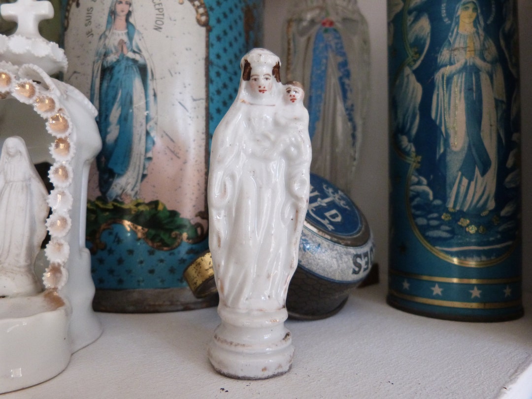 Madonna With Child Jesus Holy Virgin Mary Gilded Porcelain Statue ...