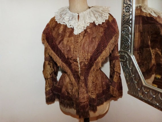 Rare Victorian silk brocade jacket blouse Antique