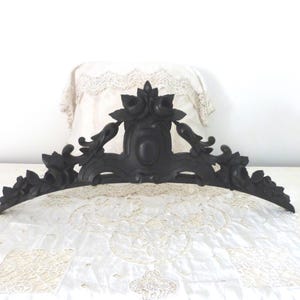 French antique door pediment, handcarved wooden architectural salvaged wall hanging canopy fronton w ROSES leaves scrolls, architecture deco