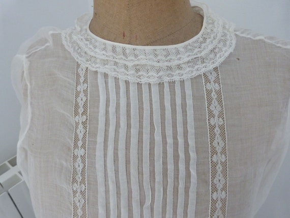 Robe De Communiante Vintage Blanche - Taille 12-13 Ans Occasion Bon état | Robe Ancienne Religieuse à Col Rond