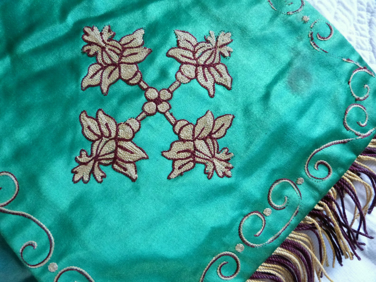 Antique French 1900s Priest Maniple Green Silk Clergy Maniple W Crosses ...
