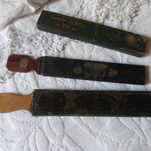 Antique French Razor Blade Knife Strop Case W Sharpening Paddle,shaving ...
