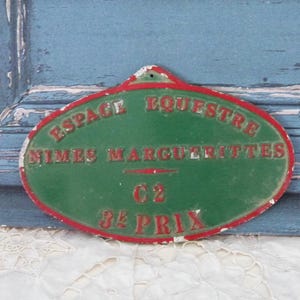 Large Vintage French equestrian prize award plaque horse contest award NIMES, 1900s trophy sign for stable equestrian farmhouse country deco