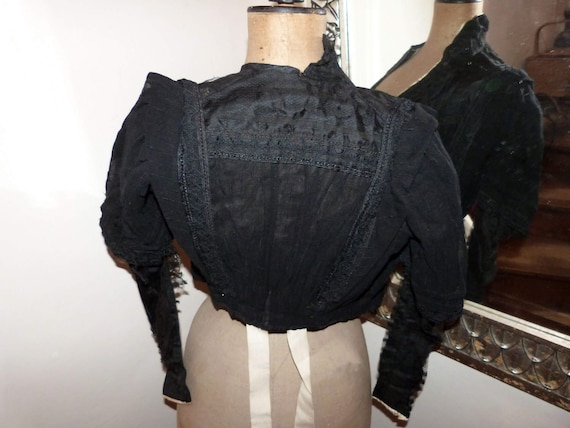 Victorian black lace blouse jacket Antique French