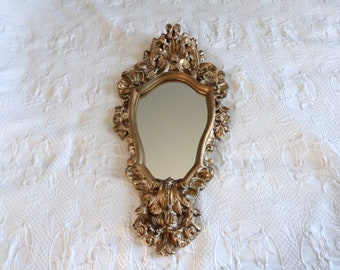 Antique French 1800s gilded wooden mirror French boudoir decor chic rococo gilt wood mirror wall hanging decor gilded frame Paris home decor