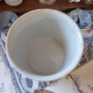 Antique pottery jar, handmade pot in white glazed earthenware Moulin des Loups, farmhouse country kitchen decoration image 4