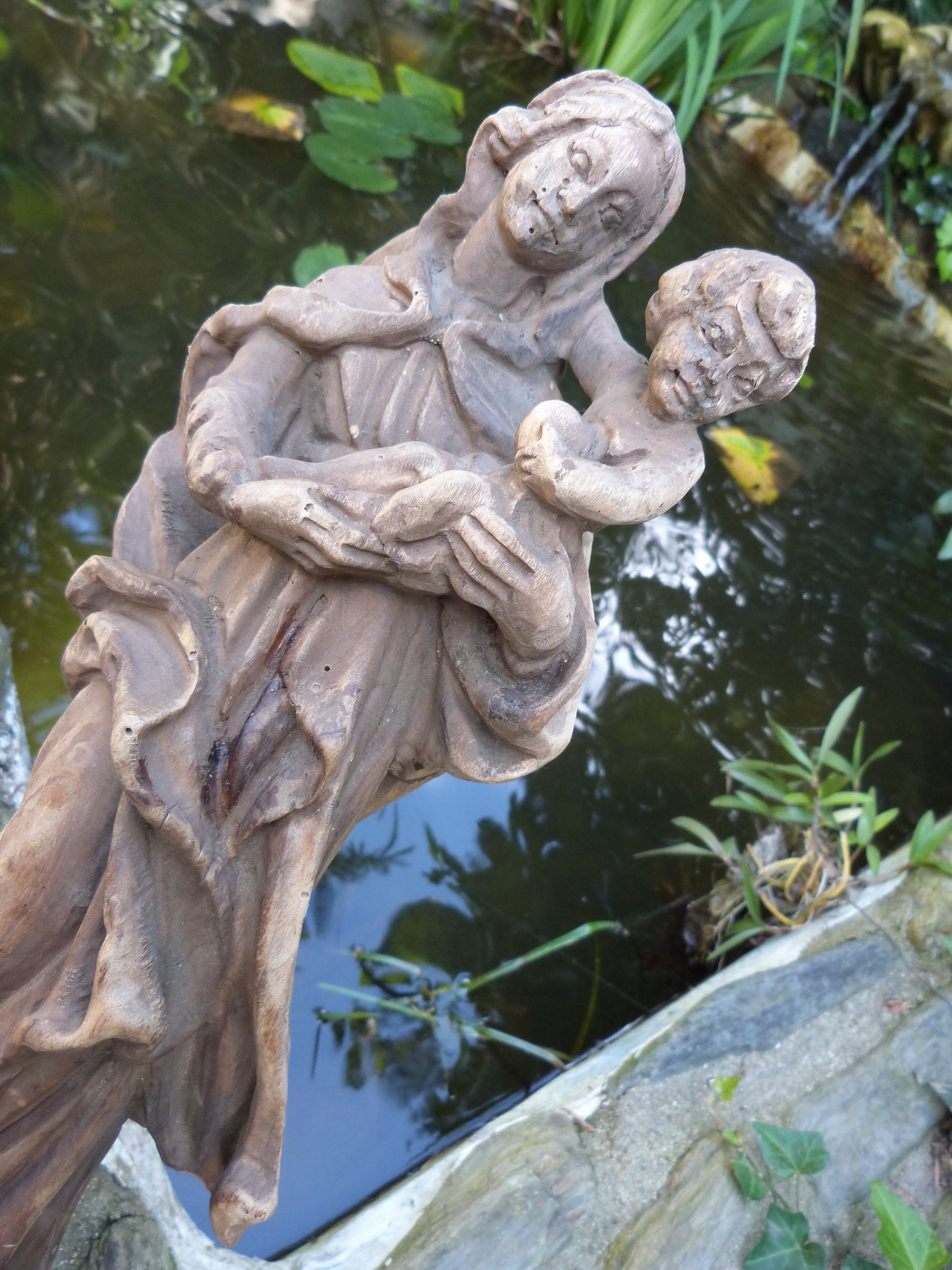 Holy Virgin Mary Statue Hand Carved Wooden Madonna With Child Jesus ...