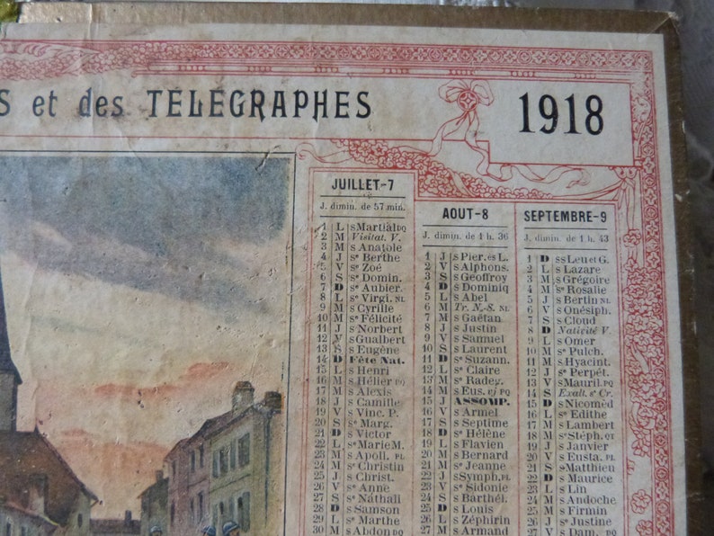 Antique French almanac calendar French La Poste almanach 1918 Etsy
