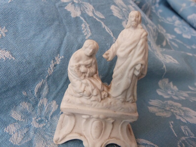Antique French Religious Statue Jesus Christ W Madonna Bisque Etsy