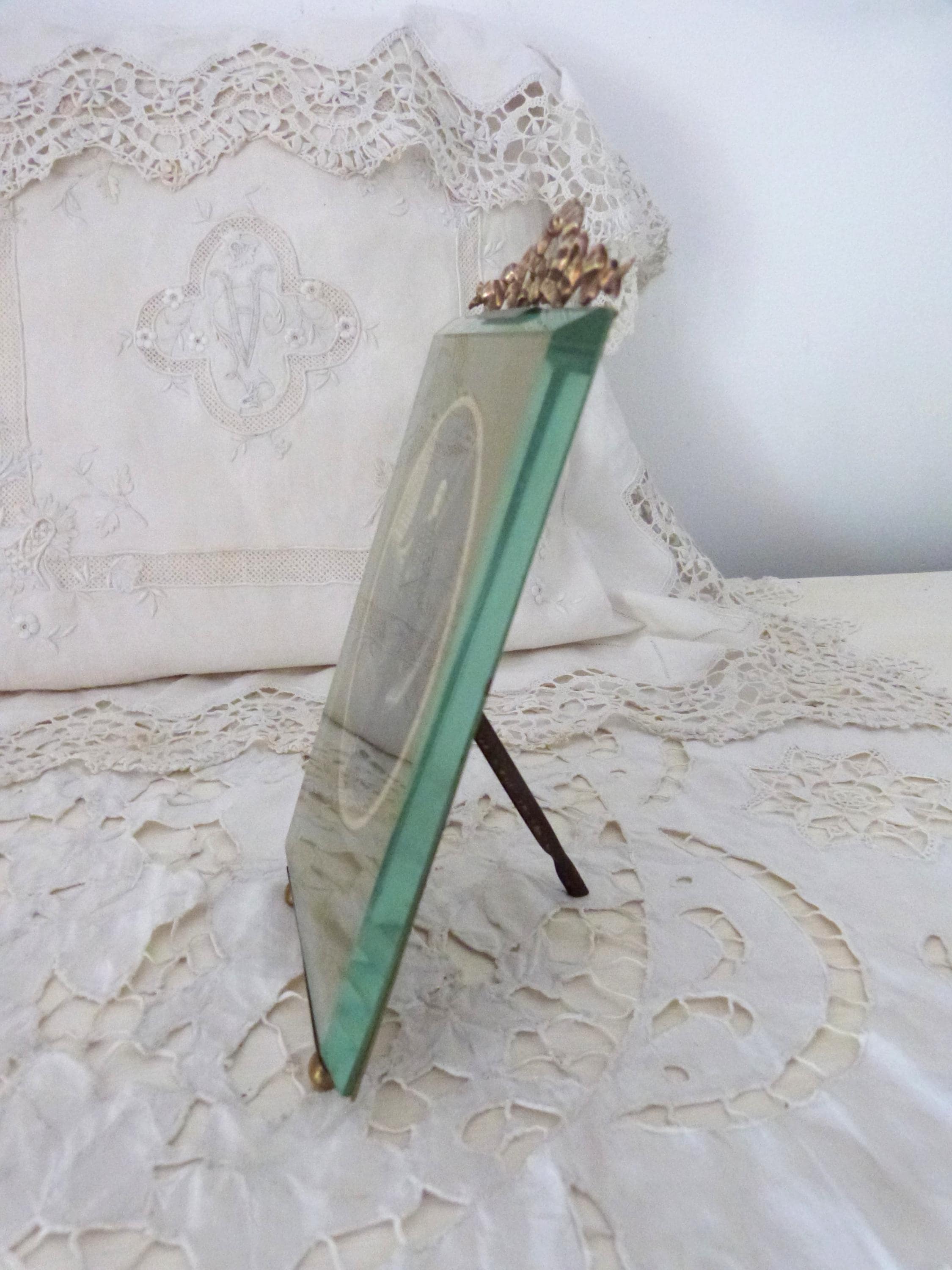 Large Antique French Ormolu Picture Frame W Ribbon Bow Design