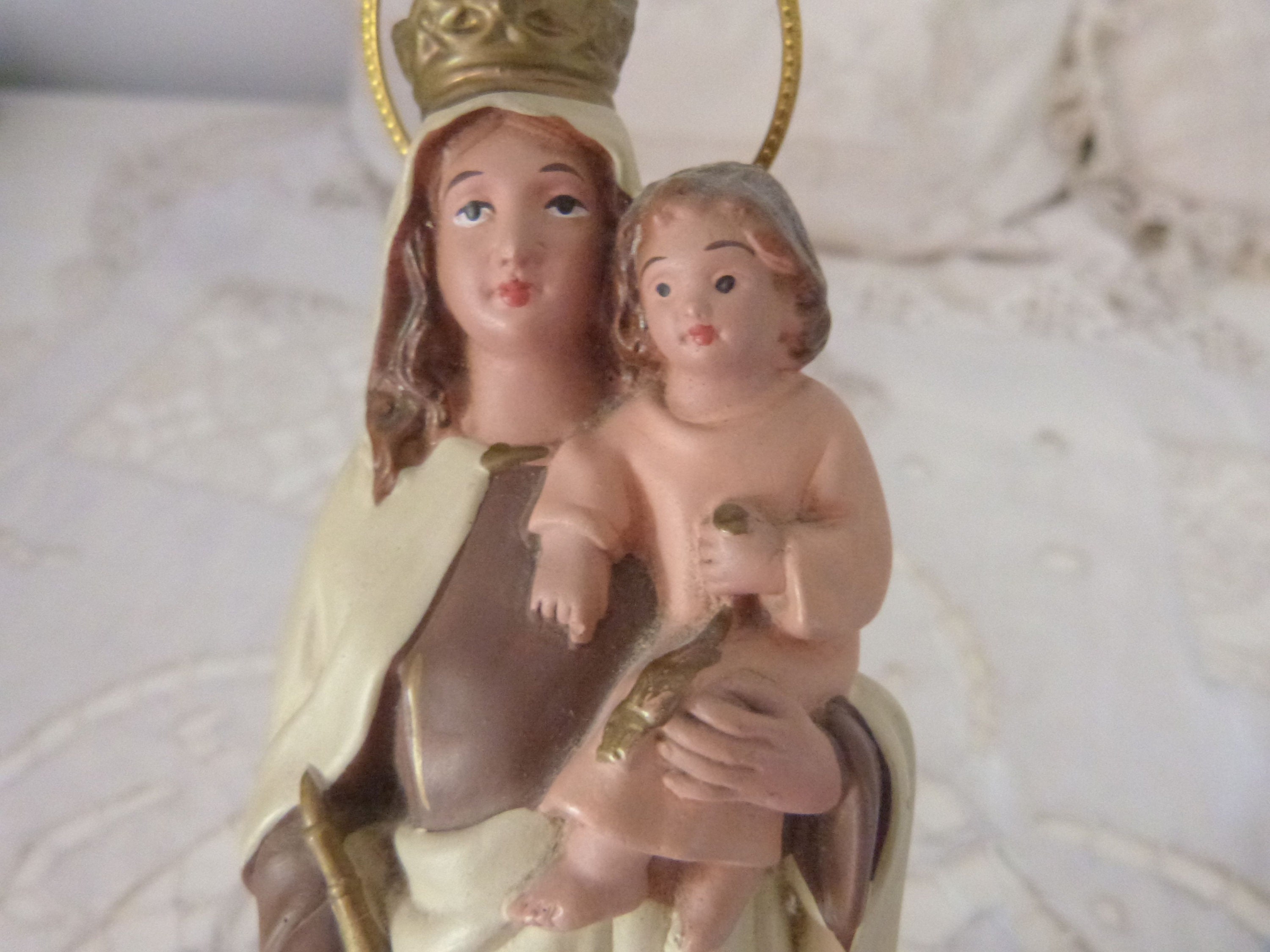 Holy Virgin Mary Statue Madonna With Child Jesus Vintage French ...