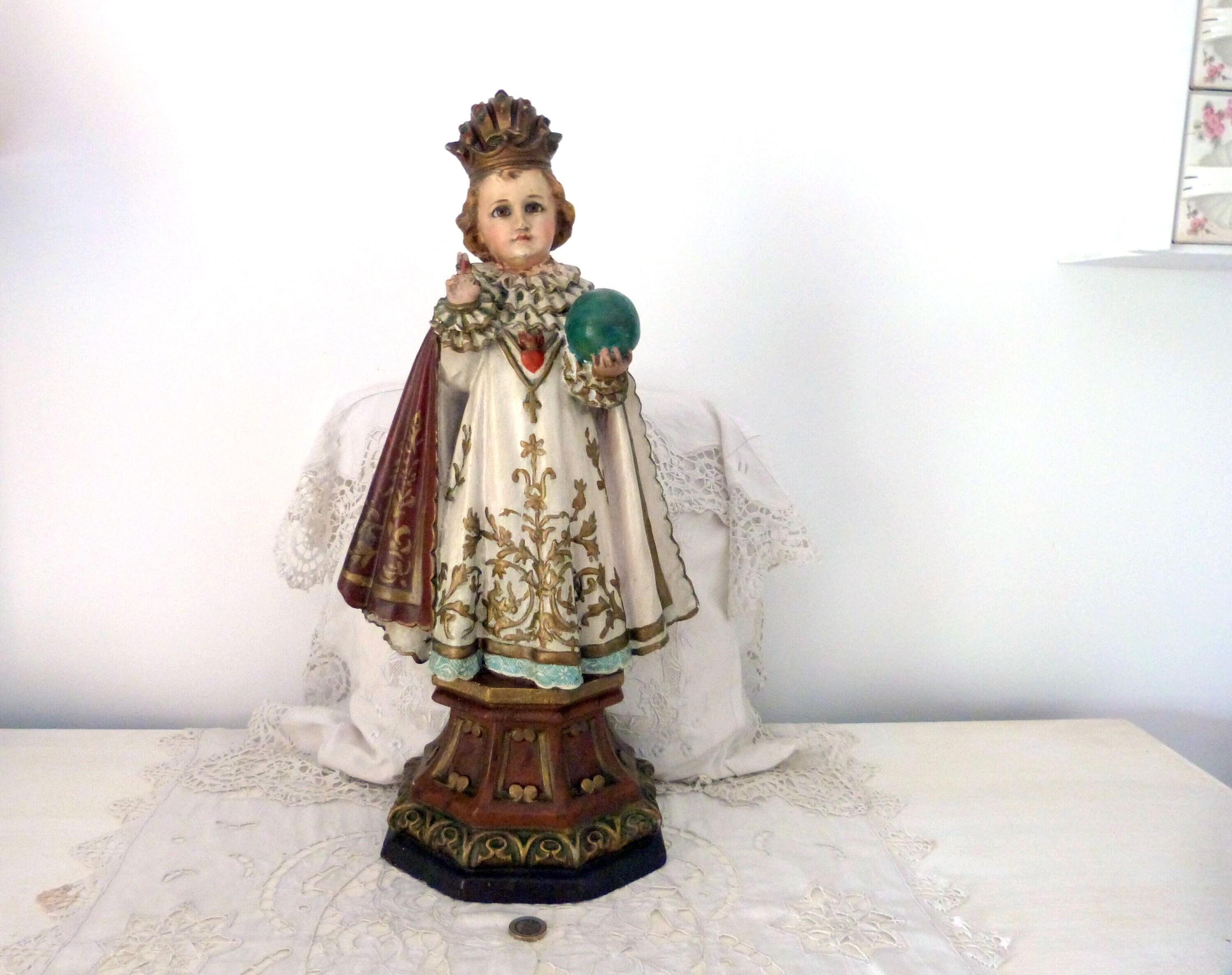 イエスキリスト像 プラハのイエス像インテリア オブジェ 西洋アンティーク 置物 欧州 ヨーロッパ 聖像 再生木材製 プラハの幼子イエス(Infant of Prague） - パウルス