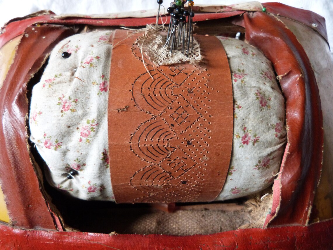 French antique bobbin lace pillow w lace pattern pins 1900s etsy