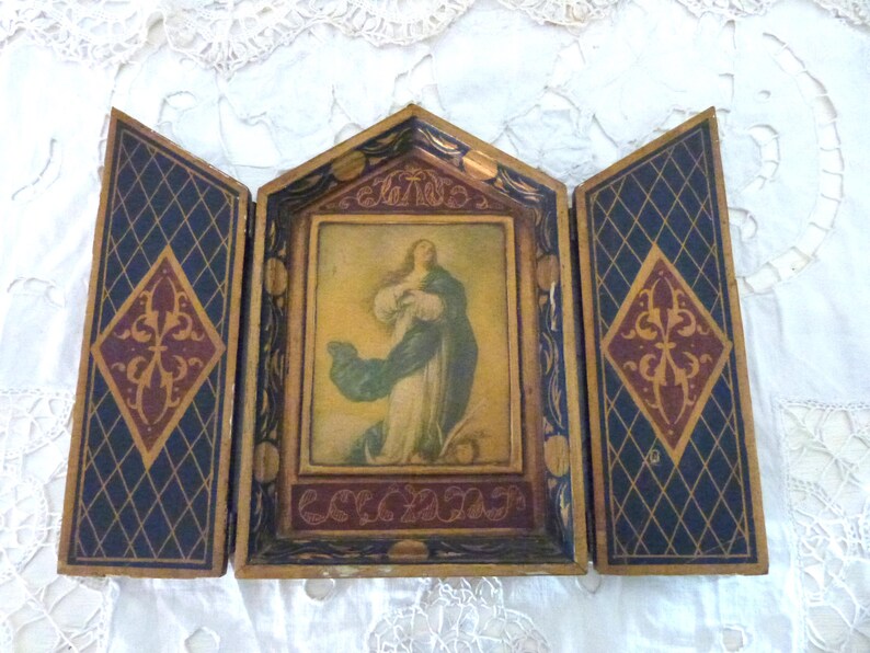 Antique Florentine Italian Triptych Immaculated Conception Madonna ...