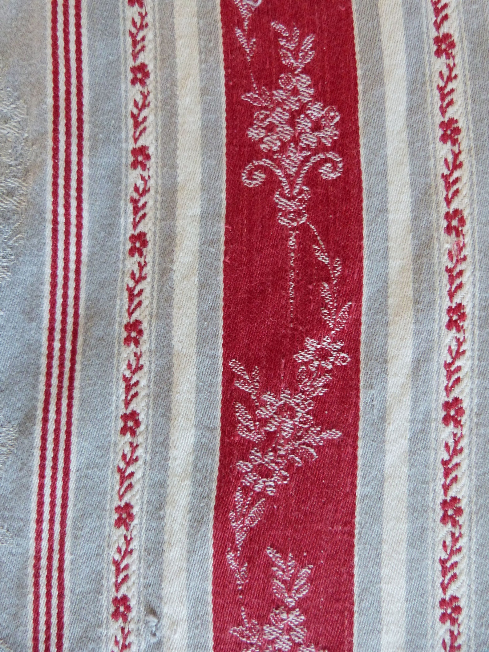 Vintage linen mattress ticking 4.5 YARDS French red ticking Etsy