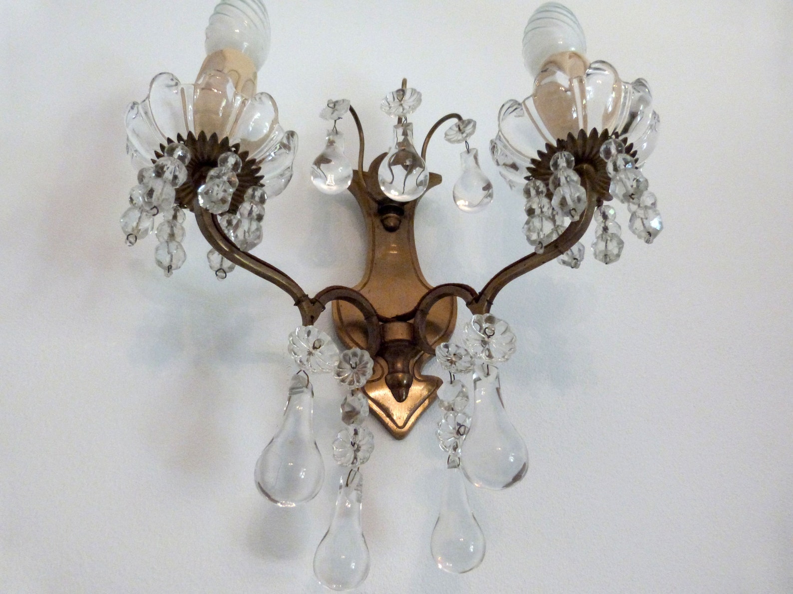 Antique French Crystal Bronze Wall Sconce Lighting Light - Etsy