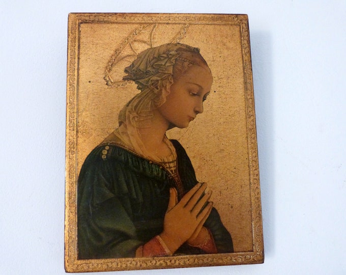 Vintage French Frame Madonna La Lippina Fra Filippo Lippi Icon Gilded