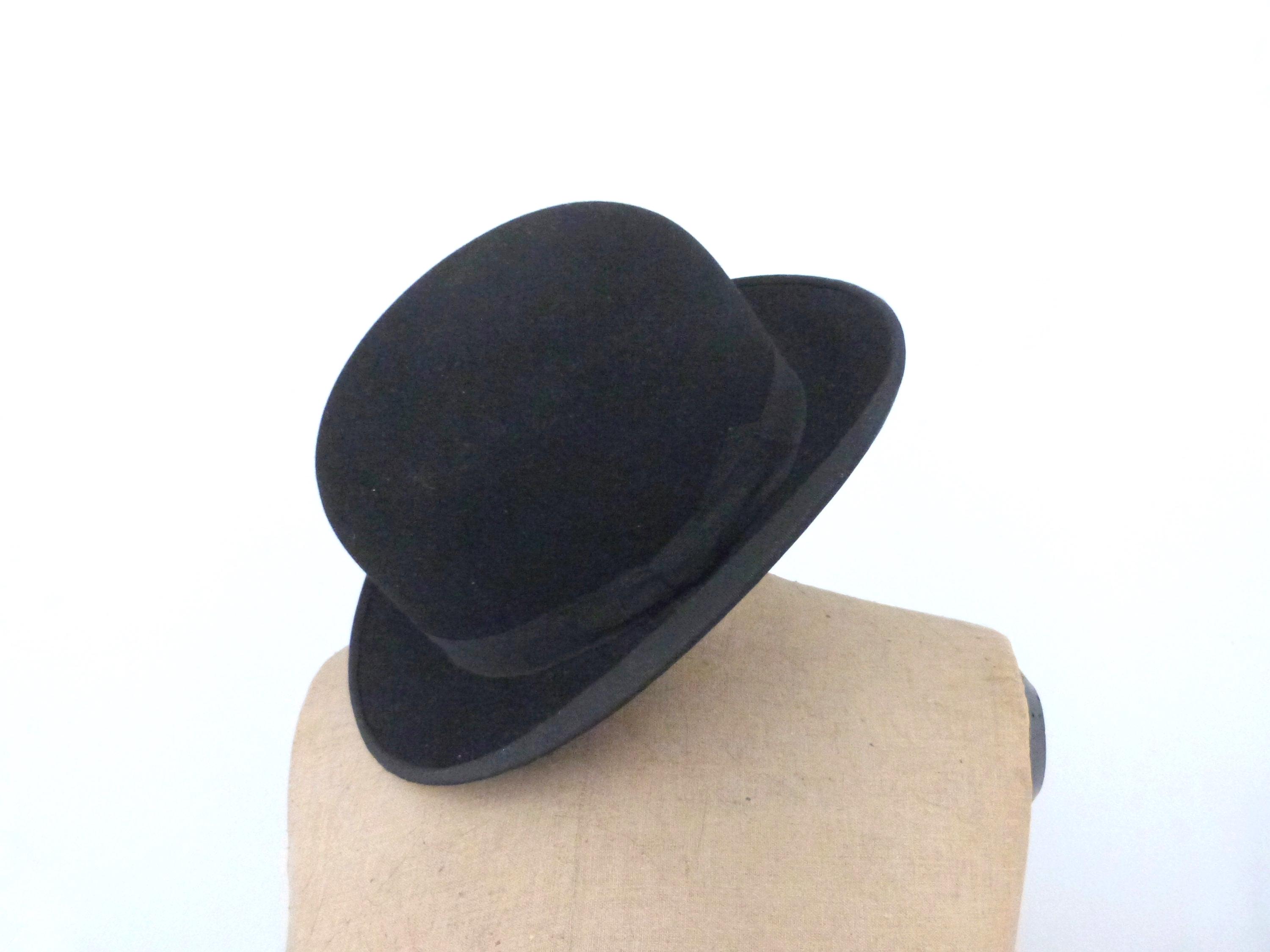 August Vintage Black ?% Wool Western Steampunk Bowler Hat with Brown Trim unisex Steampunk Victorian Bowler Flower Laces Top Hat - Brown  main image 2