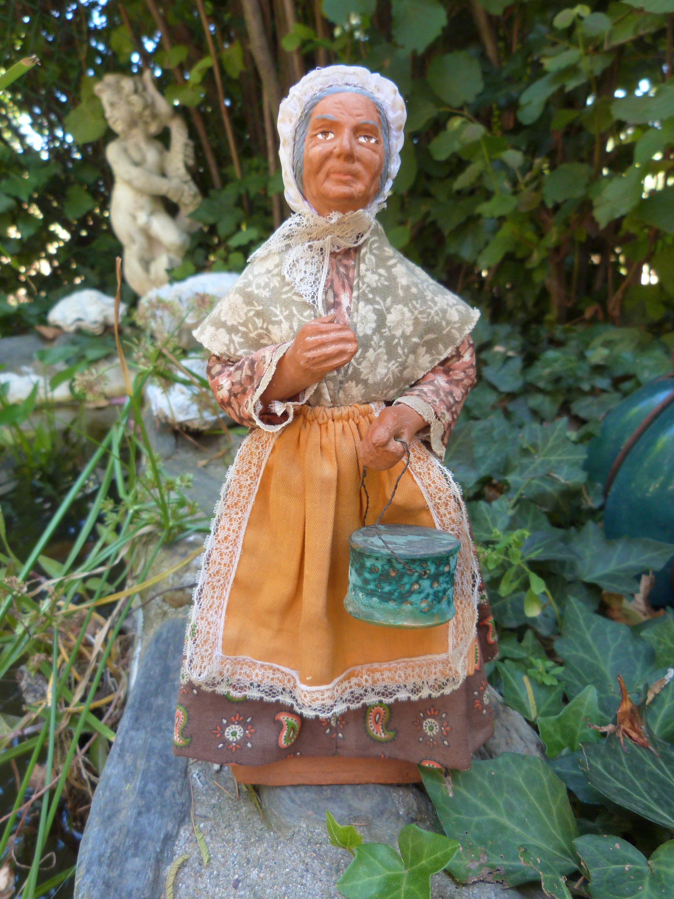 1900s French Provencial Vintage Santon Figurine Doll Christmas