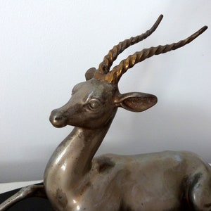 paire de serre livres antilope Art Deco - Marbre, Régule