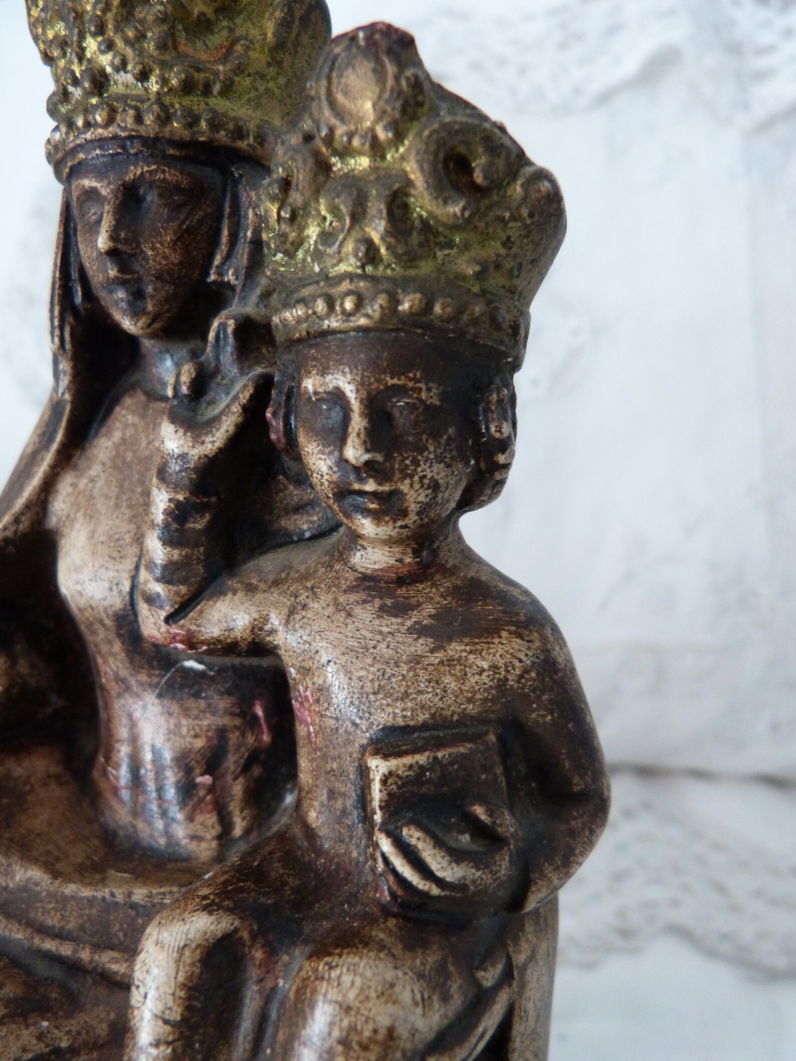 Holy Virgin Mary Statue Madonna With Infant Child Jesus Christ Antique ...