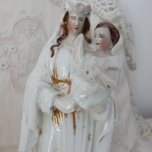 Madonna With Child Jesus Holy Virgin Mary Gilded Porcelain Statue ...