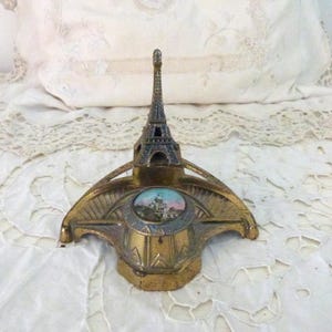Antieke Franse inktpot Parijs souvenir antieke inktpot met Tour Eiffeltoren Sacre Coeur Notre Dame, genummerd bureauschrijver cadeau gemaakt in Frankrijk