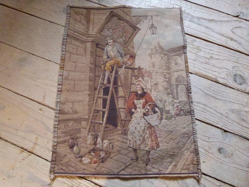Antique French Tapestry Wall Hanging Art Decor 1900s Cau Image 0
