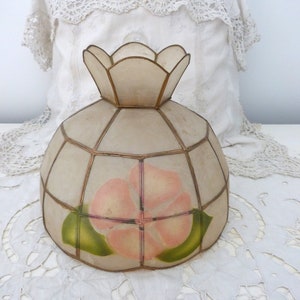 Vintage peint à la main huître capiz shell pétale w laiton fleur de lotus lustre lampe éclairage plafond lampe luminaire suspension côtier maison