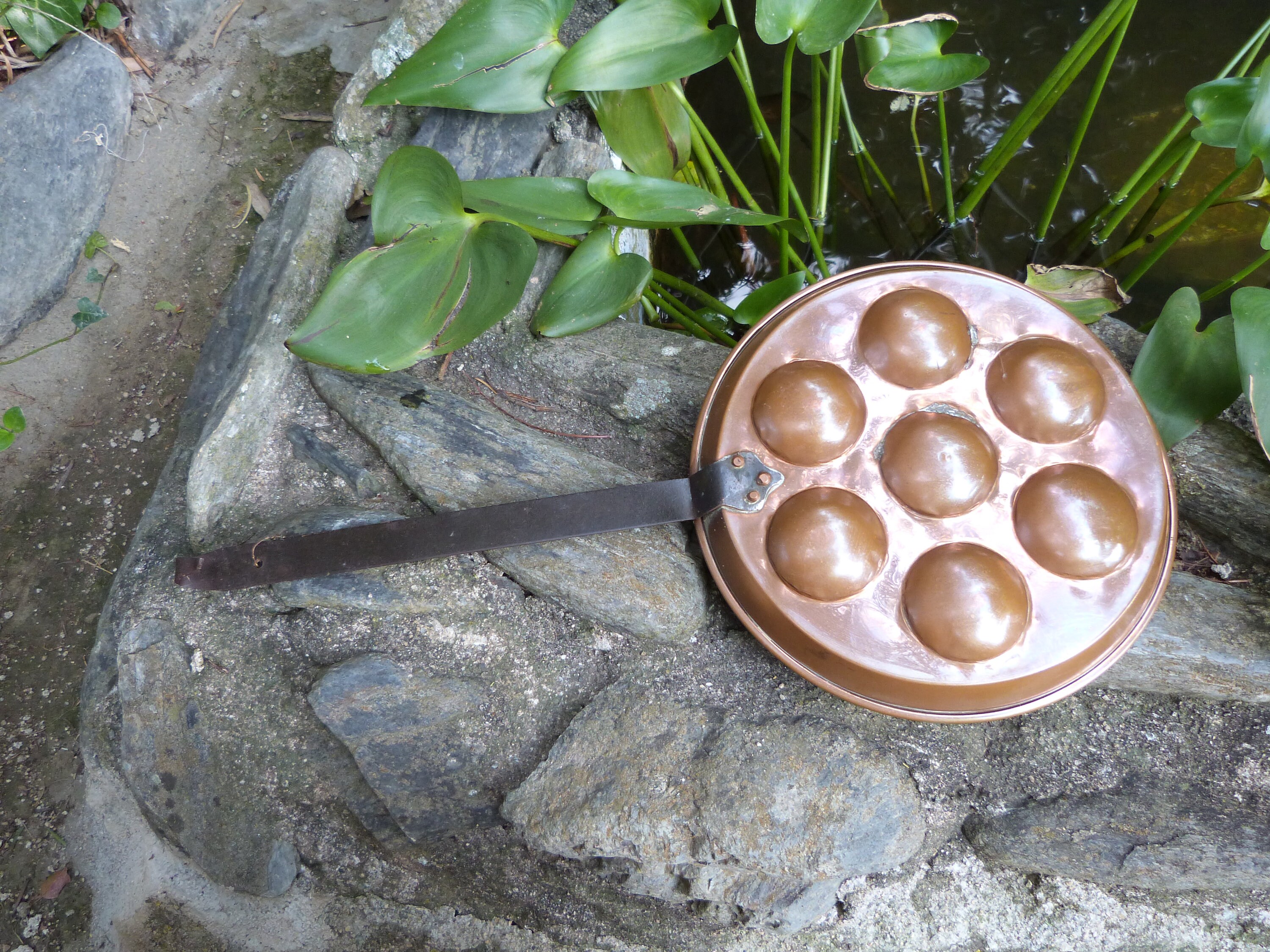 Cast Iron Poffertjes Pan, Mini Dutch Pancake Maker with Enameled Bottom