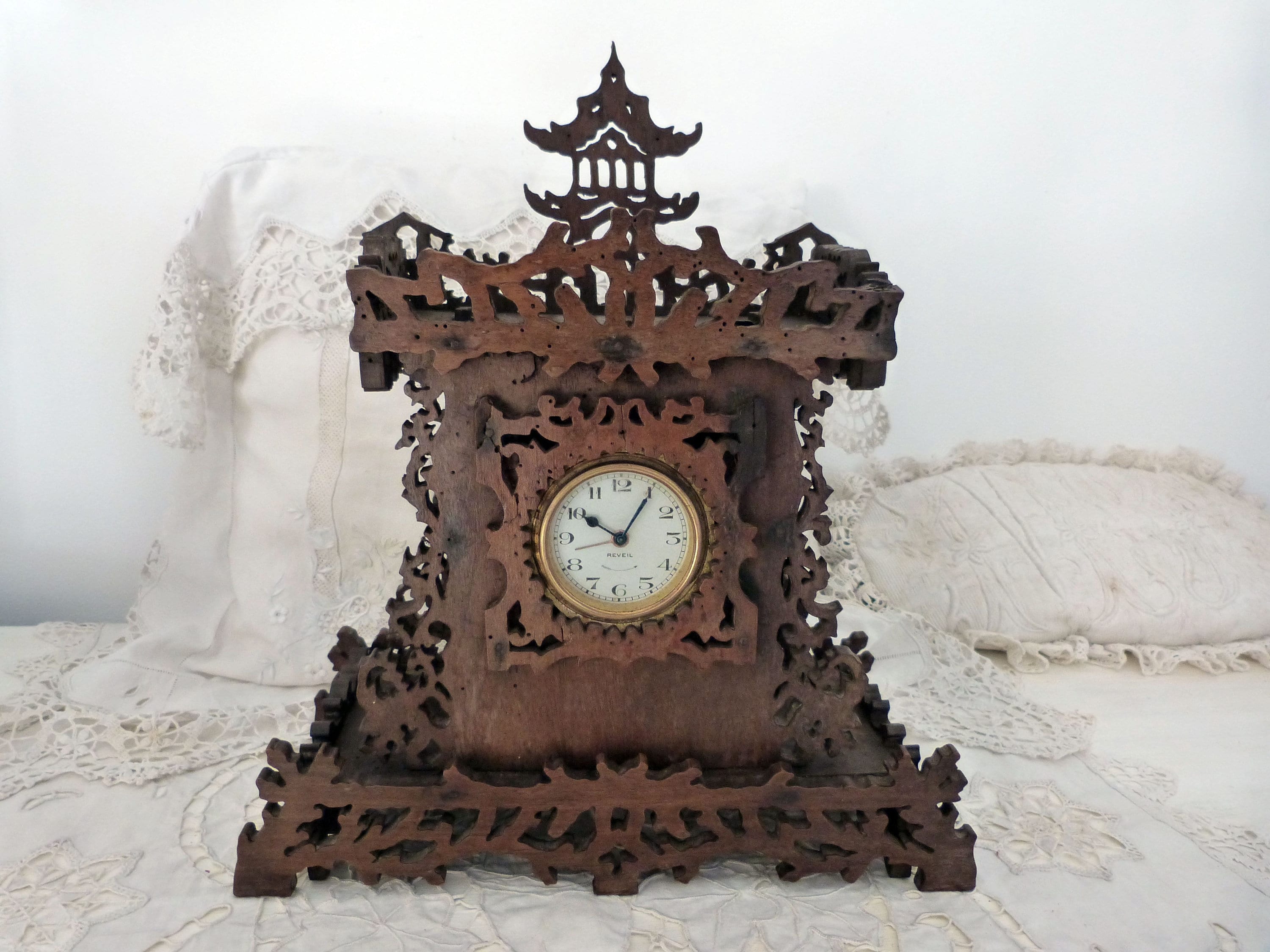 Large Amazing Brass Clock Exquisite Baroque-style Brass Clock Elaborately  Decorated Brass Beauty Brass Table Clock Richly Decorated 