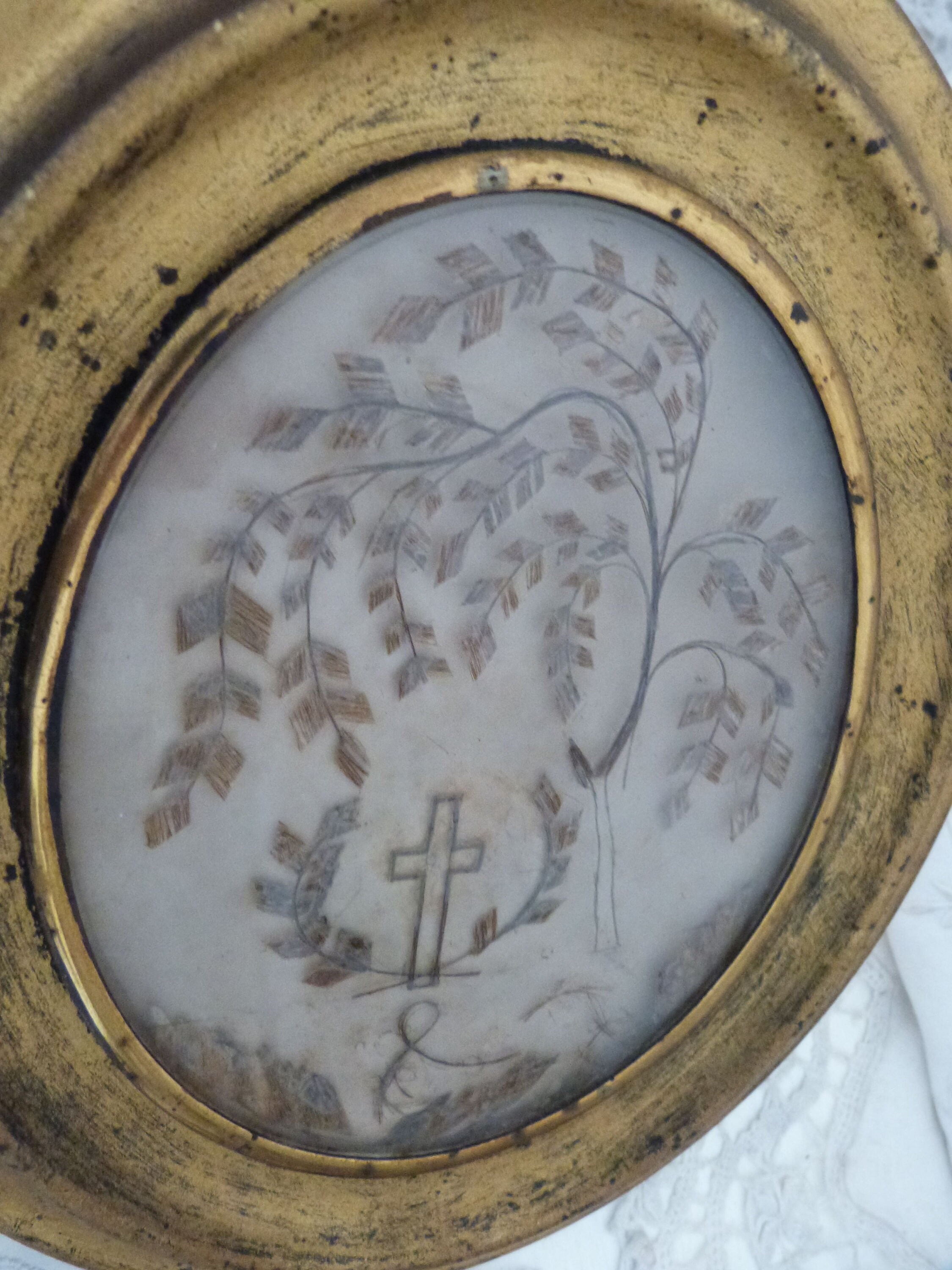 Mourning hair art frame Victorian human hair memento mori Etsy