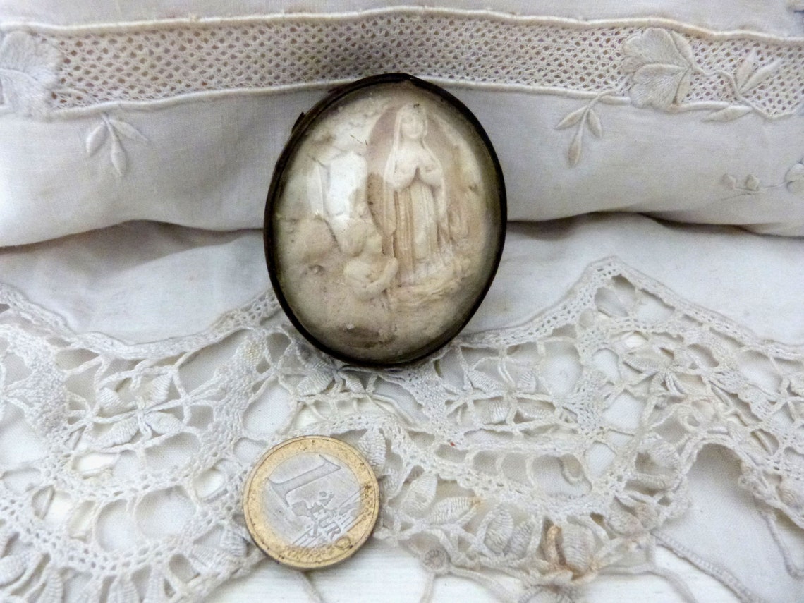 Antique French 1800s Religious Meerschaum Frame W Holy Virgin Mary Our ...