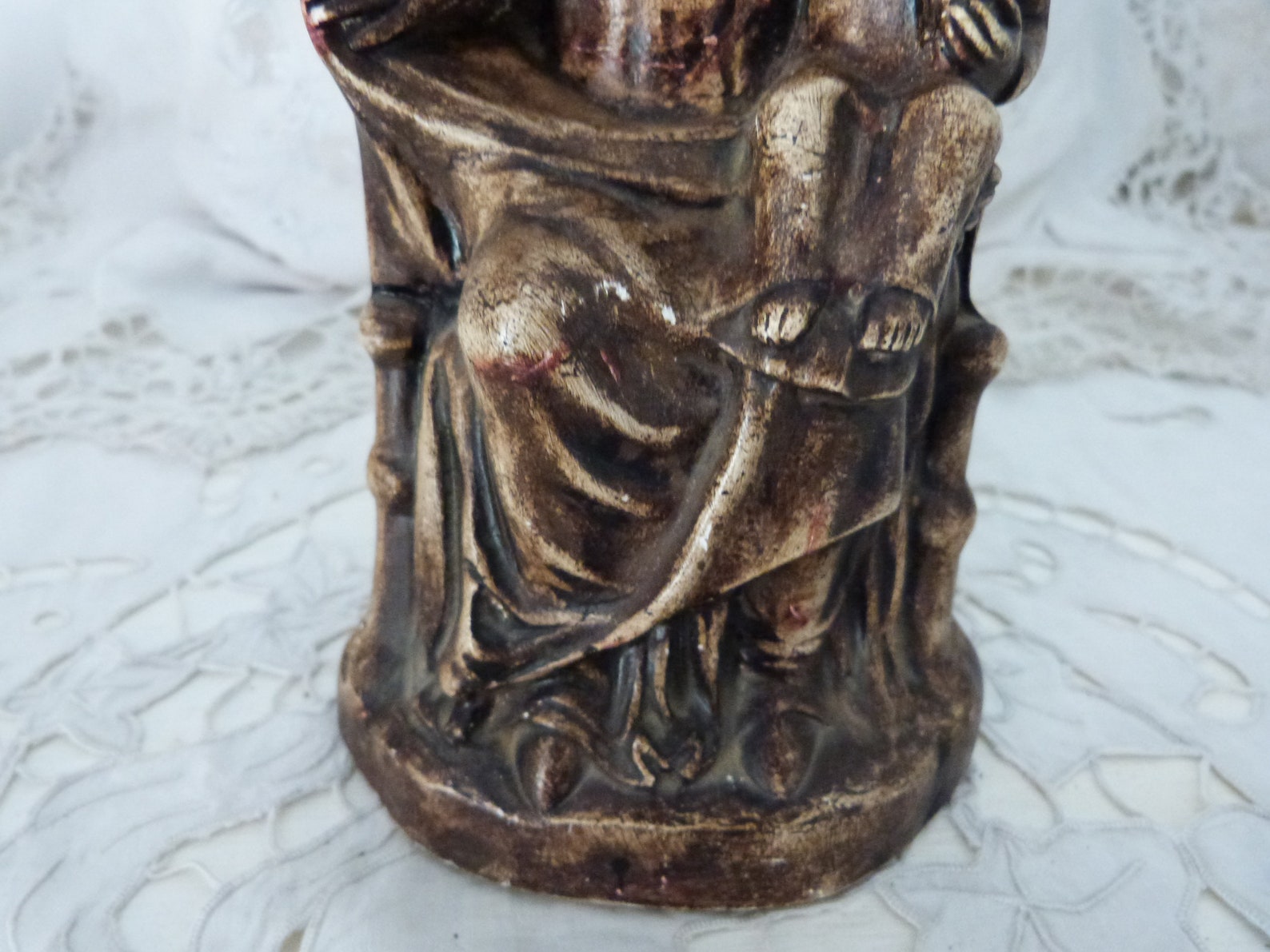 Holy Virgin Mary Statue Madonna With Infant Child Jesus Christ Antique ...